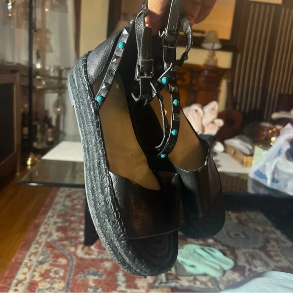 Women's Black Studded Platform Sandals